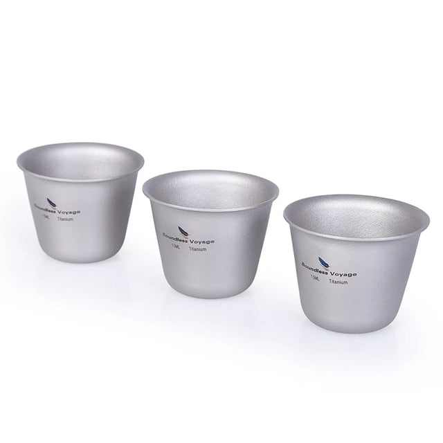 Boundless Voyage 3pcs Titanium Cup Set Mini Wine Glasses for Outdoor Camping Picnic Drinkware Tea Sake Mugs Party Flask Flagon Beargoods