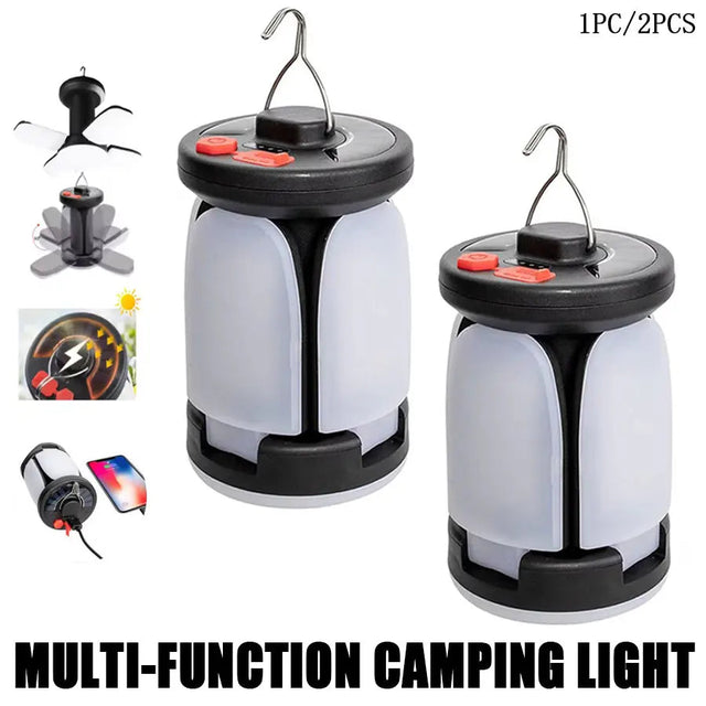 Ultra-Bright Rechargeable LED Camping Lantern Solar Portable Lanterns With Power Bank Hands-Free Emergency Lamp Hiking/Fishing Beargoods