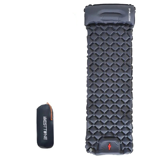 WESTTUNE Camping Inflatable Mattress Ultralight Outdoor Sleeping Pad with Pillow Built-in Pump Air Mat for Backpacking Hiking Beargoods
