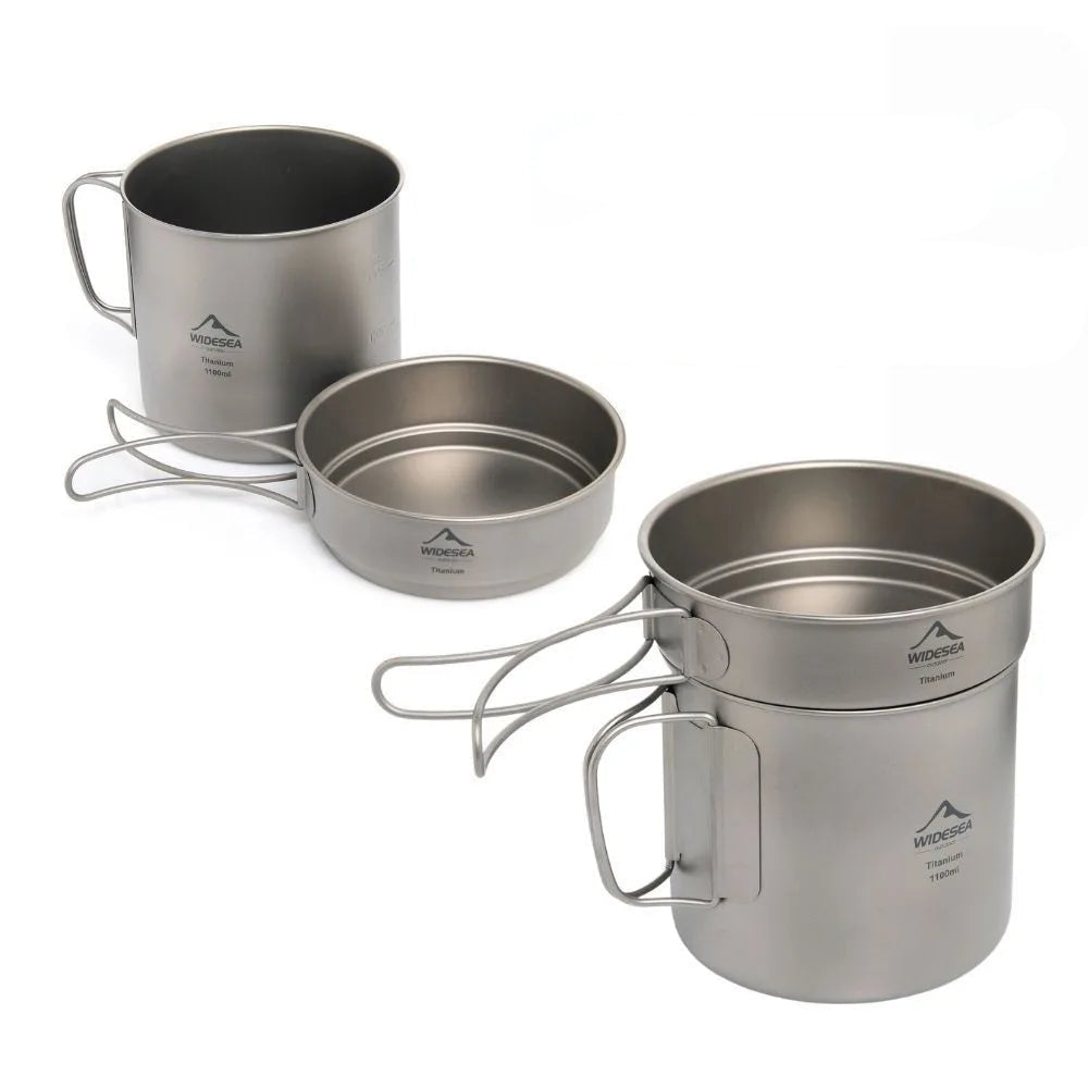 WIDESEA Pure Titanium Ultralight Foldable Camp Pot Set for Outdoor Cooking Lightweight Durable Kitchen Gear for Camping Beargoods