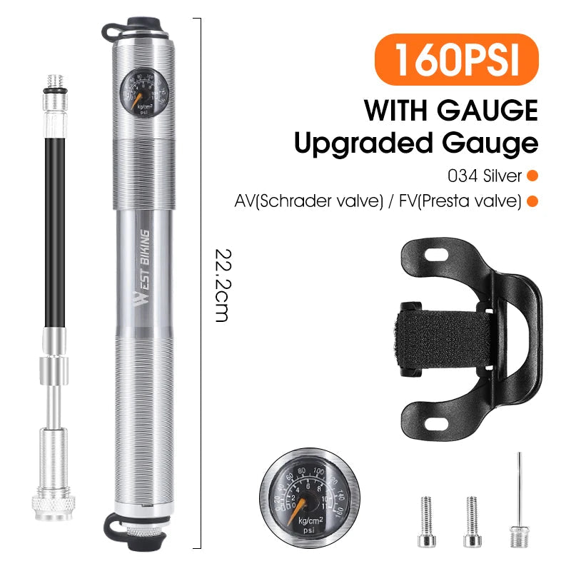High Pressure Bicycle Pump with Pressure Gauge Beargoods
