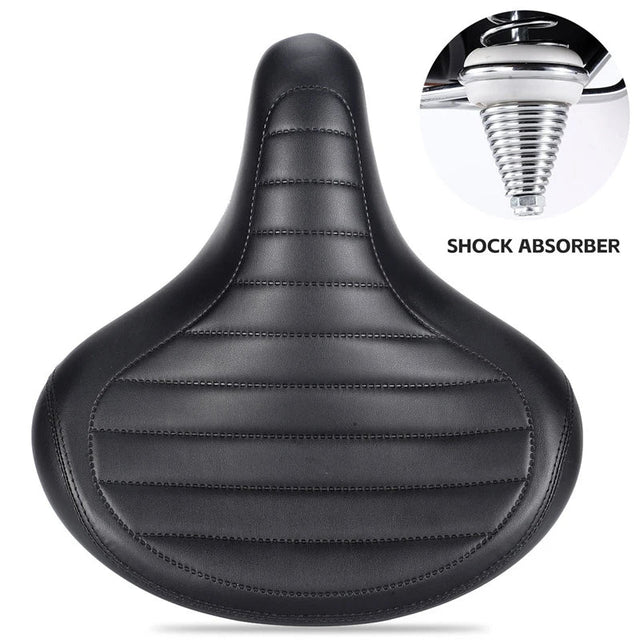 WEST BIKING MTB Spring Saddle Electric Bike Wide Comfortable Shock-Absorbing Bicycle Seat Leather Retro Brown Saddle Soft Beargoods