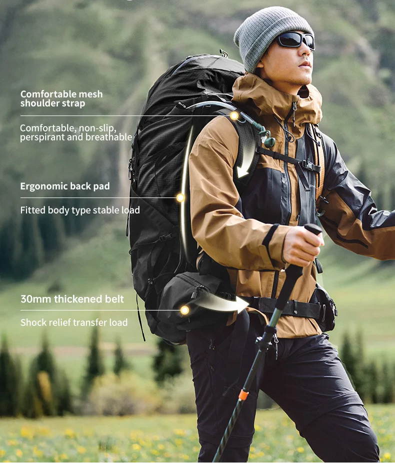 Naturehike 70L Hiking Backpack with Rain Cover Multifunctional Mountaineering Bag Outdoor Rucksack for Travel Trekking Camping Beargoods