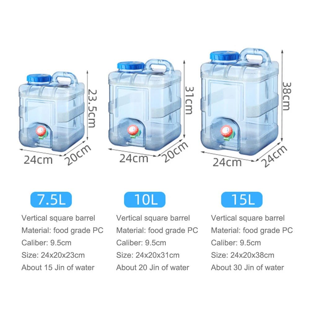 7.5/10/15L Drinking Water Container with Spigot Leakproof Camping Water Tank Large Capacity Water Storage Carrier for Hiking Car Beargoods