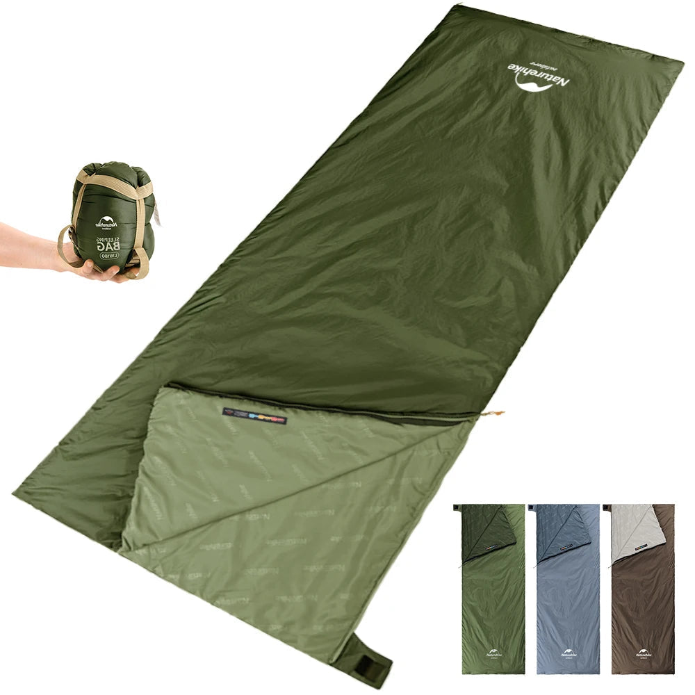 Naturehike LW180 Sleeping Bag Ultralight Cotton Spring Summer Lazy Bag Outdoor Hiking Camping Sleeping Bag Beargoods