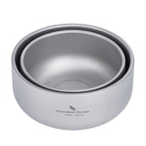 Boundless Voyage Titanium Camping Rice Bowl Non Slip Double Layer Anti-hot Outdoor Camping Kitchen Tableware Food Container Beargoods