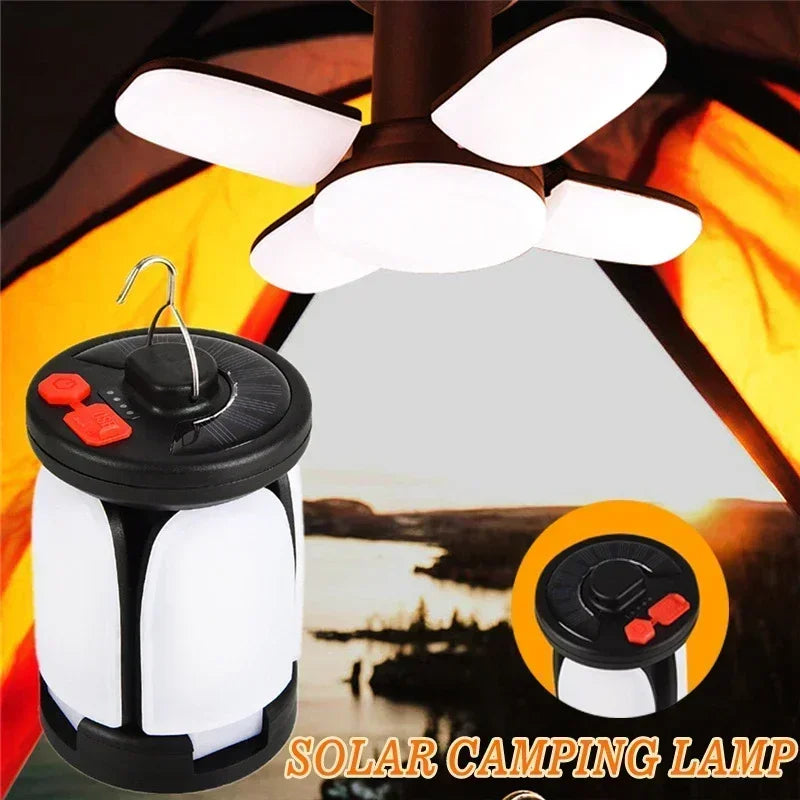 Ultra-Bright Rechargeable LED Camping Lantern Solar Portable Lanterns With Power Bank Hands-Free Emergency Lamp Hiking/Fishing Beargoods