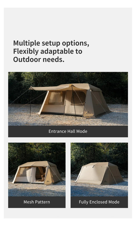 Naturehike 2026 Village 13 Lite Camping Tent 3 4 Person Automatic Tent Outdoor Park Family One Touch Tent Glamping Cabin Tents Beargoods