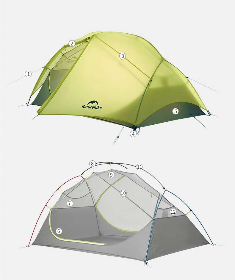 Naturehike Star River EXT Hiking Tent 2 People Ultralight Waterproof Tents Outdoor Camping Portable Lightweight Sun Shelter Beargoods