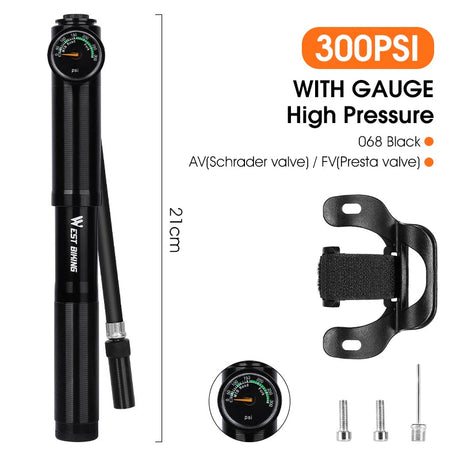 High Pressure Bicycle Pump with Pressure Gauge Beargoods