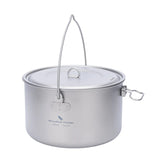 Boundless Voyage Titanium Pot Camping Cookware Hanging Soup Pot with Lid Outdoor Cooking Kit Lightweight Kitchen Ware Tableware Beargoods