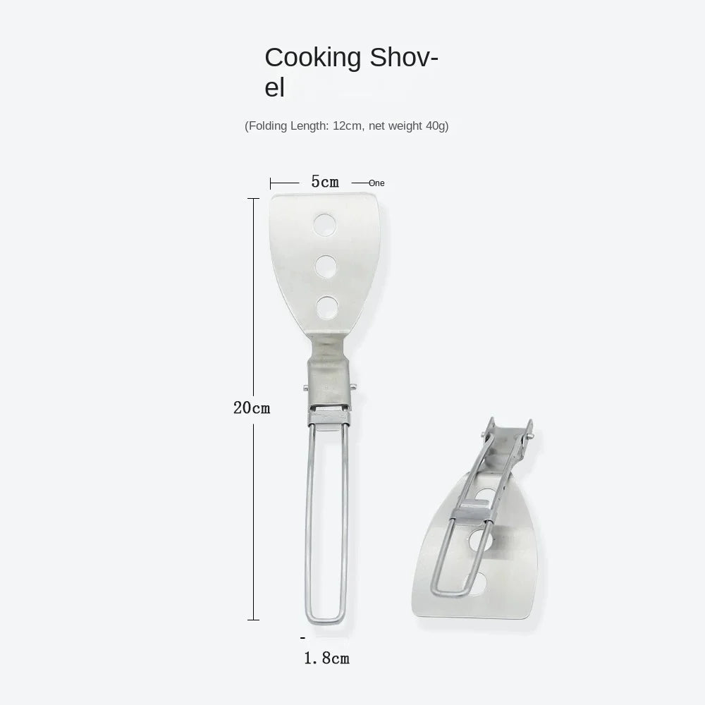 Folding Spatula Spoon Shovel Food Turner Portable 304 StainlessSteel Outdoor Camping BBQ Cooking Tableware Picnic Supplies ﻿ Beargoods