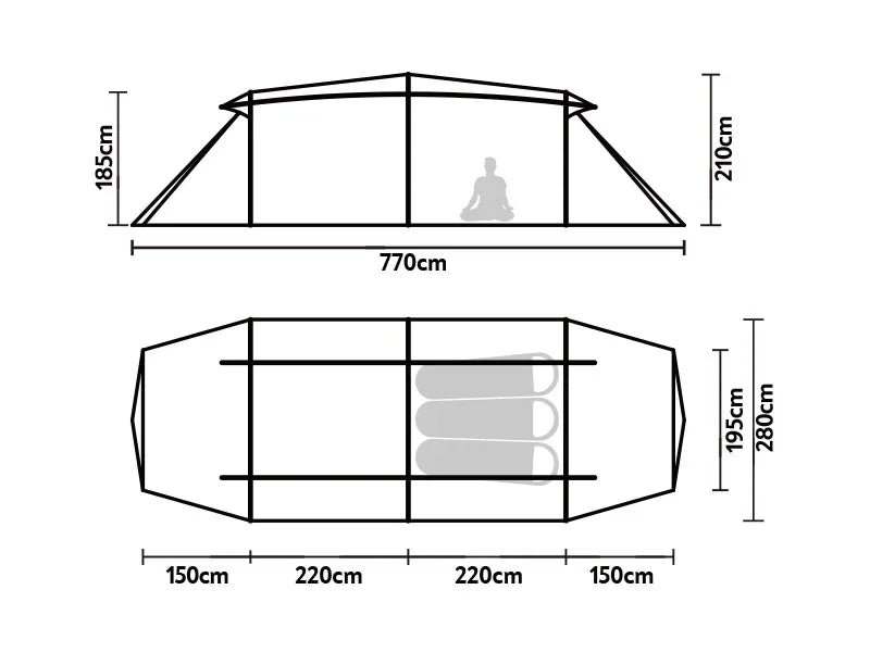 Naturehike Aries Tunnel Tent Camping Outdoor Travel 4 Season Extended Loop Tent For 4-6 Person Geodesic Double Layer Large Tent Beargoods