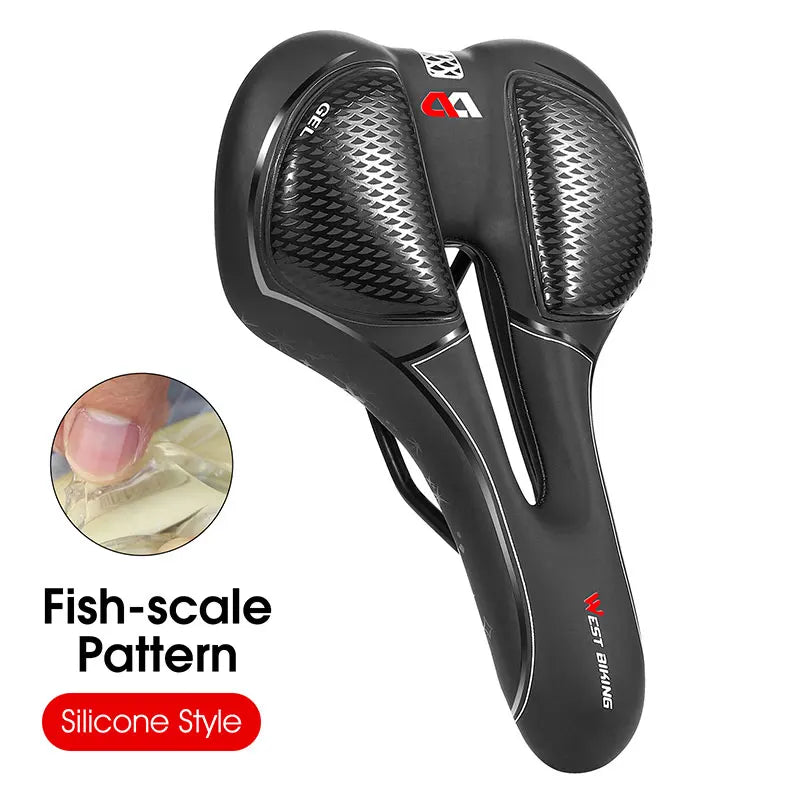 WEST BIKING Gel Comfort Bicycle Saddle Soft Shock Absorbing MTB Mountain Road Bike Saddle Breathable Hollow Cycling Cushion Seat Beargoods