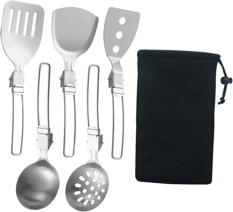 Folding Spatula Spoon Shovel Food Turner Portable 304 StainlessSteel Outdoor Camping BBQ Cooking Tableware Picnic Supplies ﻿ Beargoods