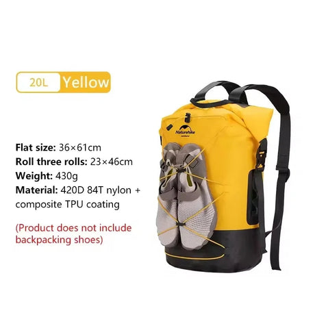 Naturehike Outdoor Waterproof Bag Wet & Dry Separation Outdoor Portable 20-40L Large Capacity Trail Bags Diving Backpack Beargoods
