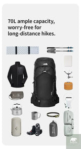 Naturehike 70L Hiking Backpack with Rain Cover Multifunctional Mountaineering Bag Outdoor Rucksack for Travel Trekking Camping Beargoods