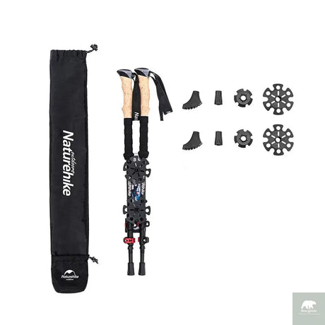 Naturehike Trekking Poles 2pcs Carbon Fiber Collapsible Telescopic Sticks Lightweight Walking Hiking Stick Climbing Stick Beargoods