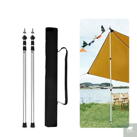 WESTTUNE 2PCS Camping Canopy Pole Aluminum Alloy Telescopic Tent Support Foldable Beach Shelter Awning Pole for Outdoor Beargoods