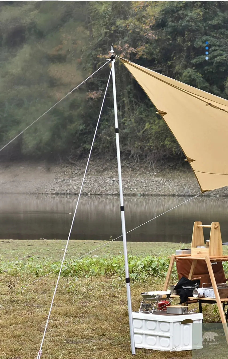 WESTTUNE 2PCS Camping Canopy Pole Aluminum Alloy Telescopic Tent Support Foldable Beach Shelter Awning Pole for Outdoor Beargoods
