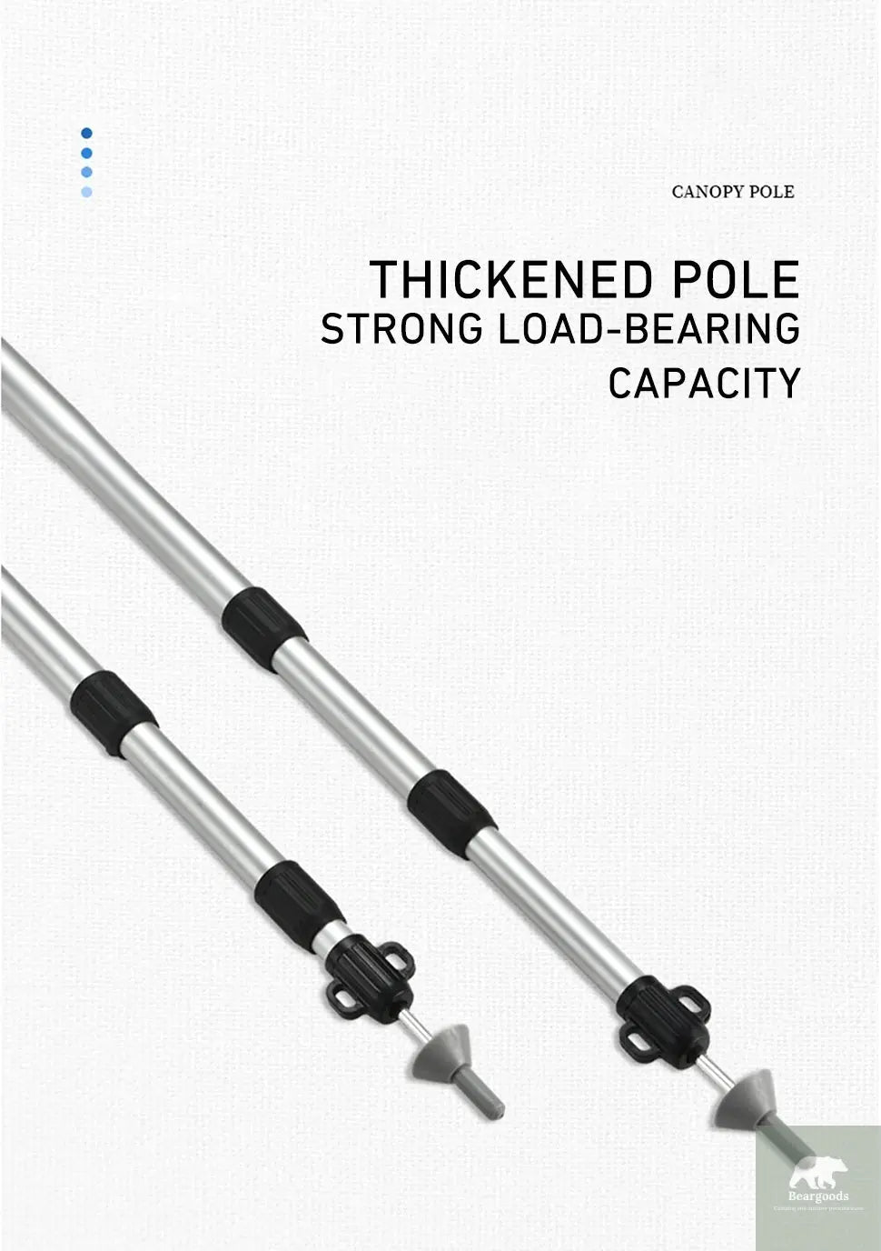 WESTTUNE 2PCS Camping Canopy Pole Aluminum Alloy Telescopic Tent Support Foldable Beach Shelter Awning Pole for Outdoor Beargoods