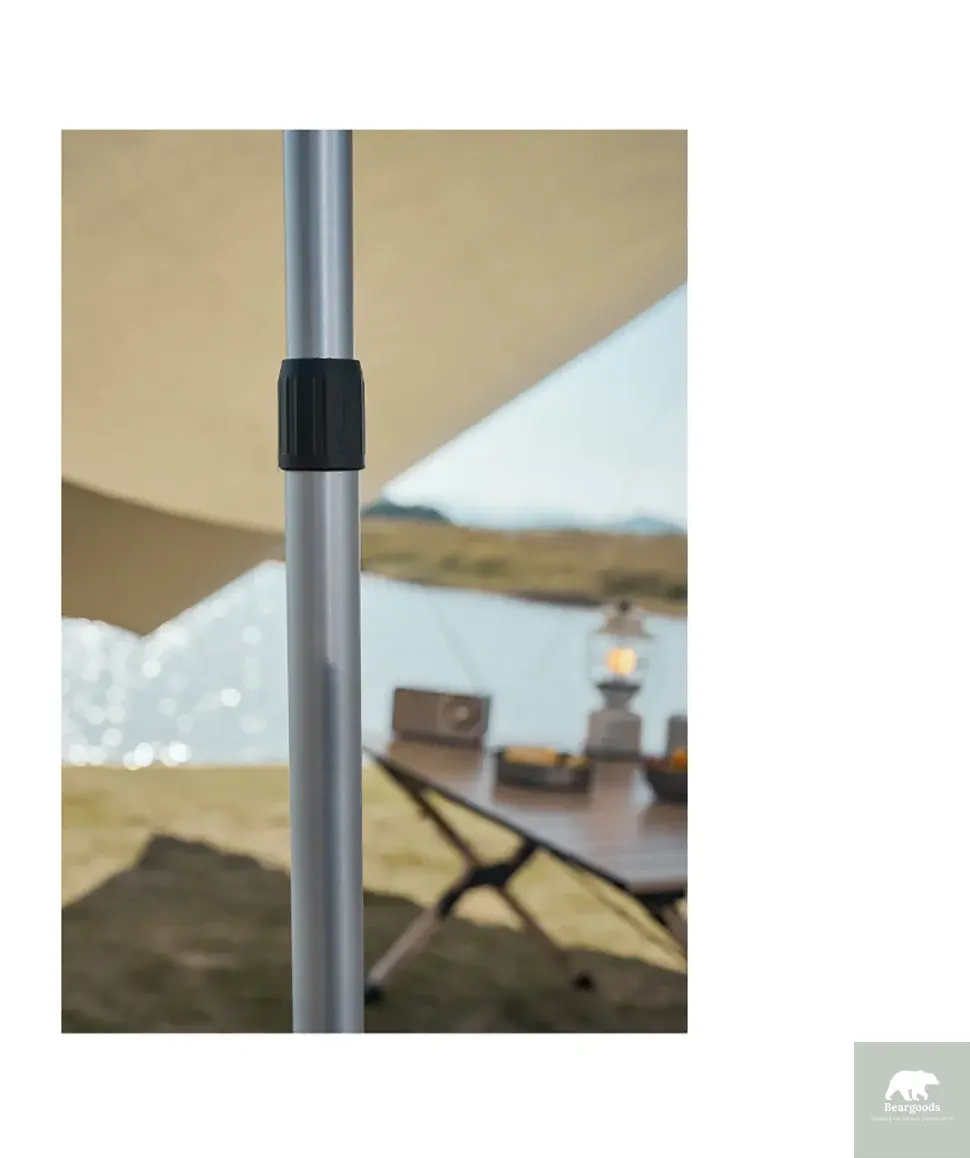 WESTTUNE 2PCS Camping Canopy Pole Aluminum Alloy Telescopic Tent Support Foldable Beach Shelter Awning Pole for Outdoor Beargoods
