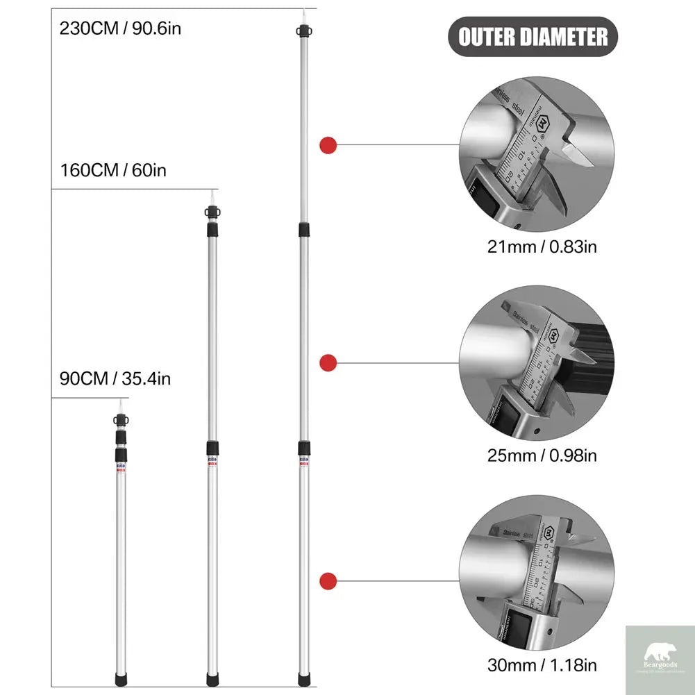 Aluminium Adjustable Camping Poles Beargoods