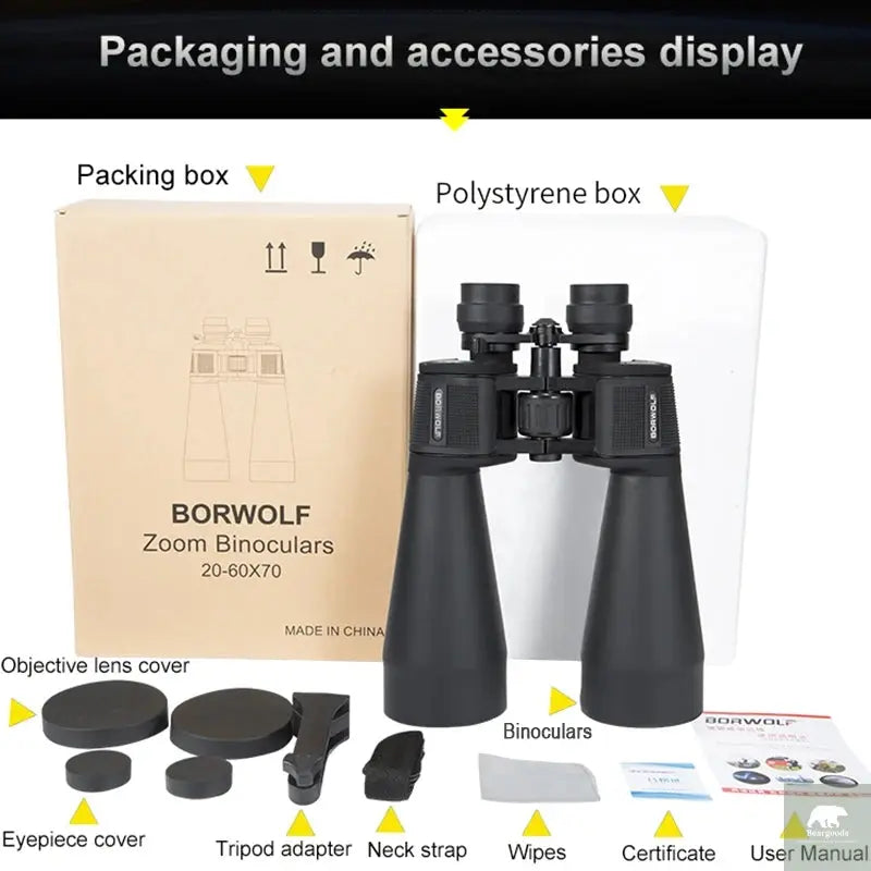20-60X70 High Magnification Binoculars - Long Range Zoom Beargoods
