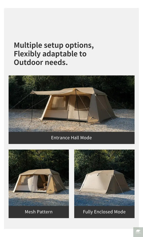 Naturehike 2026 Village 13 Lite Camping Tent 3 4 Person Automatic Tent Outdoor Park Family One Touch Tent Glamping Cabin Tents Beargoods