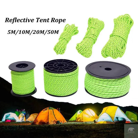 5M/10M/20M/50M Reflective Tent Rope Guylines Nylon Tent Line Cord Rescue Umbrella Paracord Rope Camping Hiking Tent Accessories Beargoods