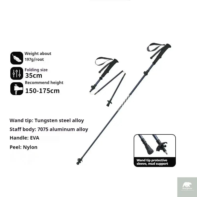 5-Section Carbon Fibre/Aluminium Alloy Folding Stick Beargoods
