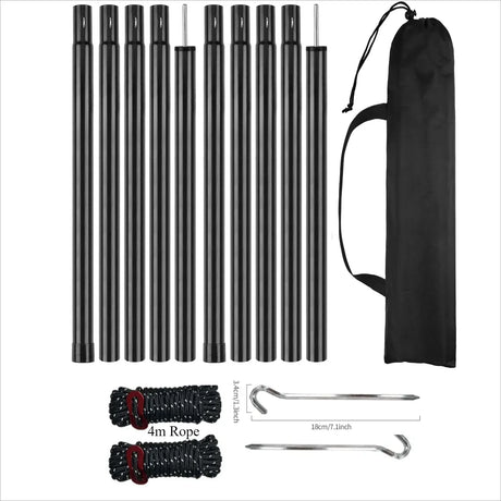 2m Telescopic Tent Poles Set of 2 Lightweight Adjustable Trekking Camping Collapsible Poles for Walking Canopy Hiking Beargoods