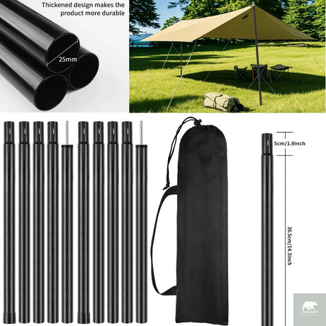 2m Telescopic Tent Poles Set of 2 Lightweight Adjustable Trekking Camping Collapsible Poles for Walking Canopy Hiking Beargoods