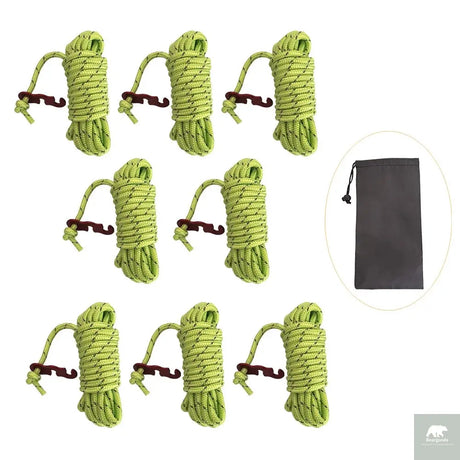 Camping Rope Reflective Outdoor Guy Lines with Aluminum Guyline Adjuster Tensioners Tent Tie Downs for Hiking Backpacking Tarp Beargoods