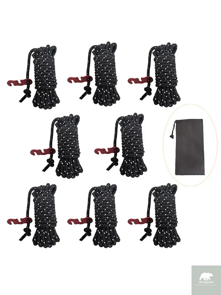 Camping Rope Reflective Outdoor Guy Lines with Aluminum Guyline Adjuster Tensioners Tent Tie Downs for Hiking Backpacking Tarp Beargoods