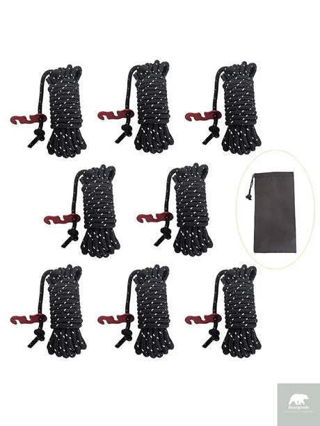 Camping Rope Reflective Outdoor Guy Lines with Aluminum Guyline Adjuster Tensioners Tent Tie Downs for Hiking Backpacking Tarp Beargoods