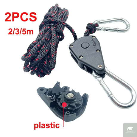 4mm Camping Tent Tie Down Rope Tightener Fastening Pulley Ratchet Hangers Awning Rope Hook Canopy Buckle Rope Tightening Tool Beargoods