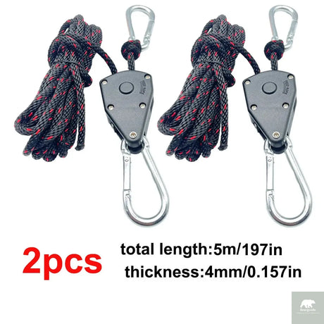 4mm Camping Tent Tie Down Rope Tightener Fastening Pulley Ratchet Hangers Awning Rope Hook Canopy Buckle Rope Tightening Tool Beargoods