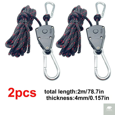 4mm Camping Tent Tie Down Rope Tightener Fastening Pulley Ratchet Hangers Awning Rope Hook Canopy Buckle Rope Tightening Tool Beargoods