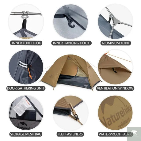 Naturehike Cycling Tent 1 Person Ultralight Backpacking Tent Double Layer Fishing Beach Tent Outdoor Travel Hiking Camping Tent Beargoods